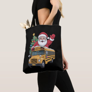 Tote Bag Conducteur de bus scolaire du père Noël arbre de N