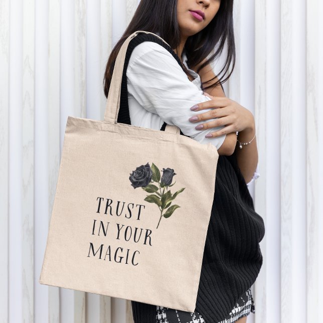 Tote Bag Confiance Dans Votre Rose Noir Magic Witchy (Créateur téléchargé)