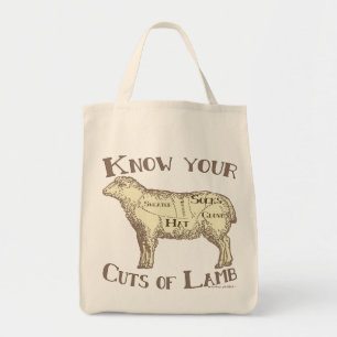 Tote Bag Connaissez vos coupes de l'agneau do-it-yourself