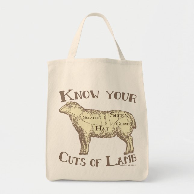 Tote Bag Connaissez vos coupes de l'agneau do-it-yourself (Devant)