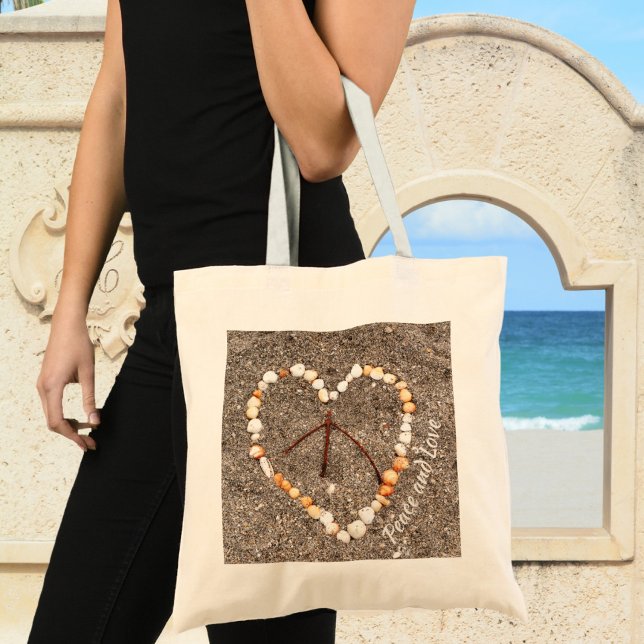 Tote Bag Connexion Paix au coeur des coquillages sur la pla (Créateur téléchargé)