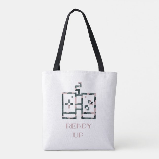 Tote Bag Contrôleur de jeu Camouflage rose prêt Gamer (Dos)