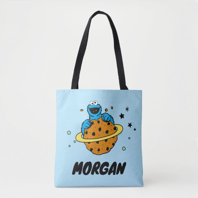 Tote Bag Cookie Monster | Hors de ce monde | Ajouter un nom (Devant)