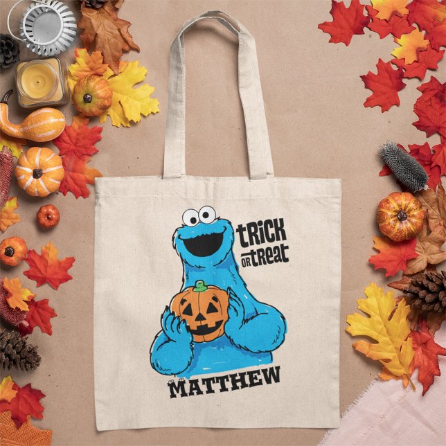 Tote Bag Cookie Monster - Tricoter Ou Traiter | Ajouter Vot (Créateur téléchargé)