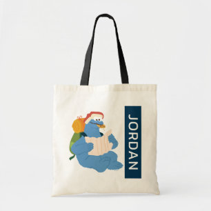 Tote Bag Cookies Monster Lire Une Carte   Ajouter Votre Nom
