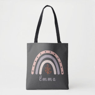 Tote Bag Cool Boho Rainbow avec nom personnalisé