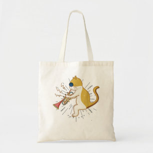 Tote Bag Cool Cat Playing The Clarinet Design Hippy Hipster