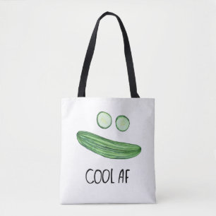 Tote Bag Cool comme concombre "Cool AF" Funny Watercolor