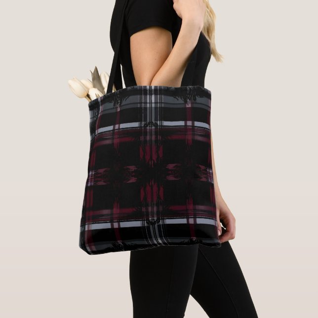 Tote Bag Cool écrasé gothique Grungy Grunge Plaid Motif (De près)