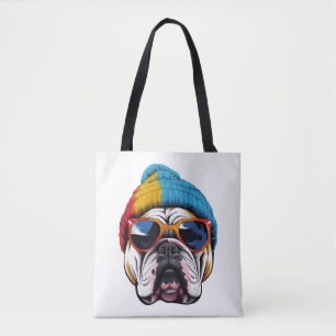 Tote Bag Cool English Bulldog avec un Casquette Beanie