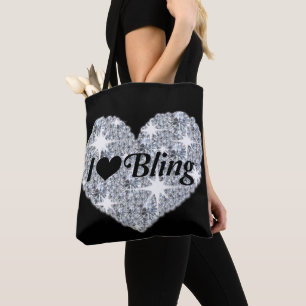 Tote Bag Cool Faux Diamonds 'I Love Bling'