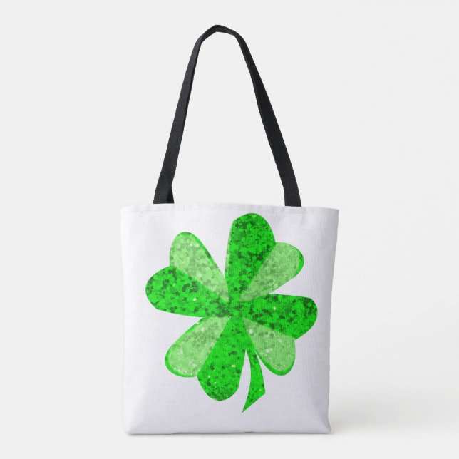 Tote Bag Cool Green Chimmering Shamrock St. Patrick's Day (Dos)