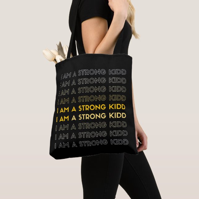 Tote Bag cool JE SUIS UN ENFANT FORT NOIR FOURRE-TOUT (De près)