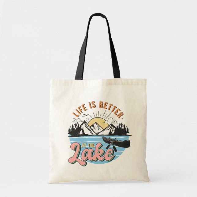 Tote Bag cool meilleur lac vie mot art (Devant)
