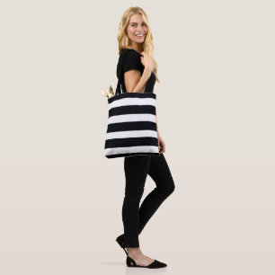 Tote Bag Cool moderne tendance chic noir et blanc rayé