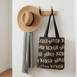 Tote Bag Cool moderne xoxo motif or noir