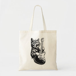 Tote Bag Cool Music Love | Rock Cat Playing Electric Guitar