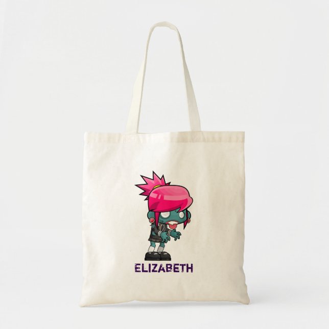 Tote Bag Cool Punk Rock Zombie Girl Personnalisé (Devant)