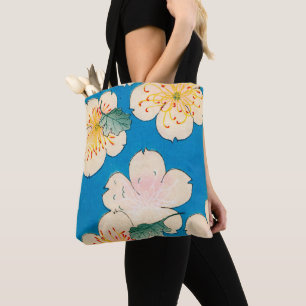 Tote Bag Copie de bois de graveur de couleur des fleurs de