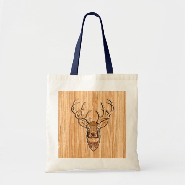 Tote Bag Copie en bois de grain de queue blanche de tête (Devant)