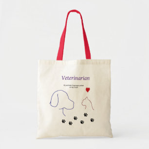 Tote Bag Copies de Vétérinaire-Patte sur mon coeur