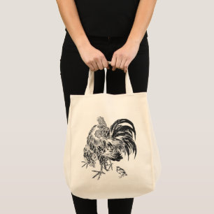 Tote Bag Coq japonais d'Ukiyo-e Niwatori par Toyohiro