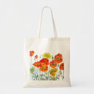 Tote Bag Coquelicot Pavots Orange Rouge Aquarelle florale F