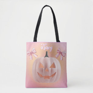 Tote Bag Coquette Citrouille rose avec vaches personnalisée