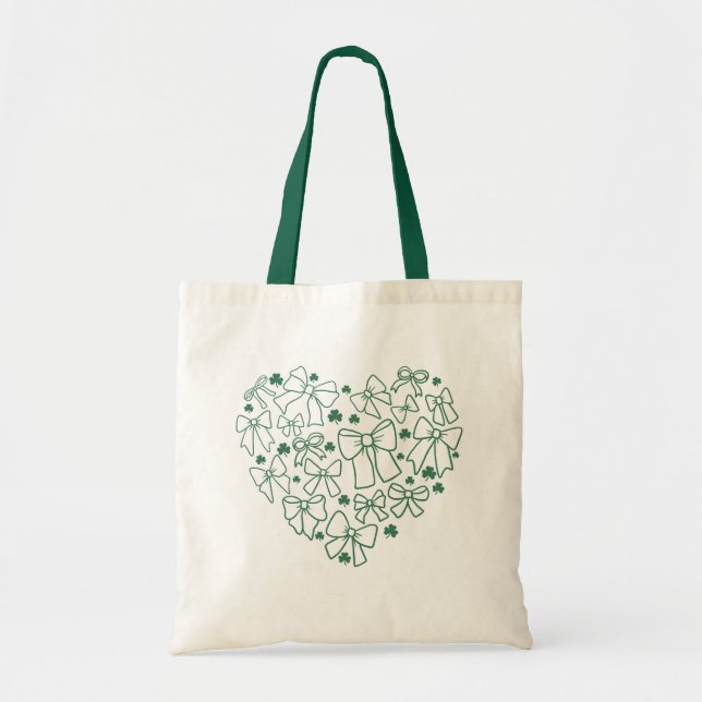 Tote Bag Coquette et Coeur de trèfle de la Saint-Patrick (Devant)