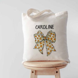 Tote Bag Coquette Fantaisiste Cœur Orange Jaune à Ruban