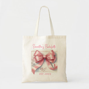 Tote Bag Coquette Pink Bow Cerise Bachelorette Party