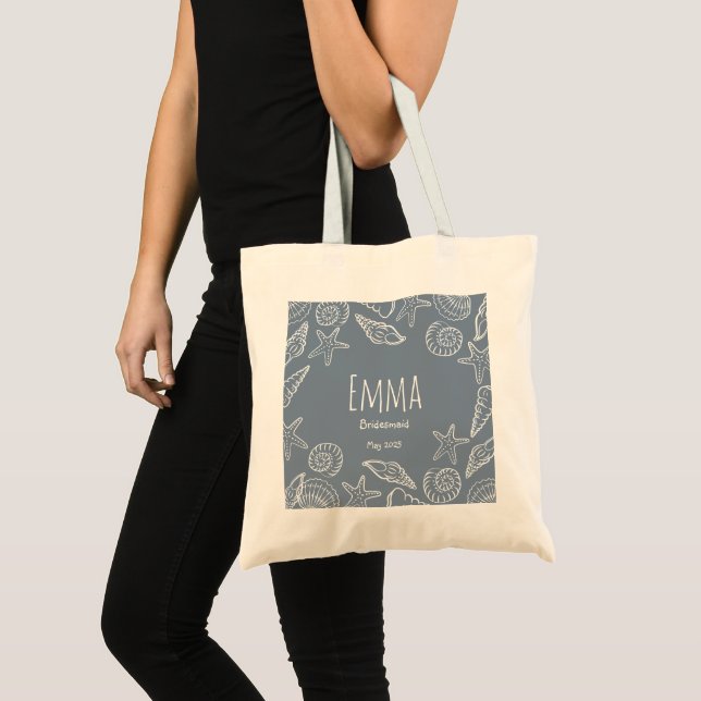 Tote Bag Coquillages et étoiles de mer modifiables Demoisel (Devant (produit))