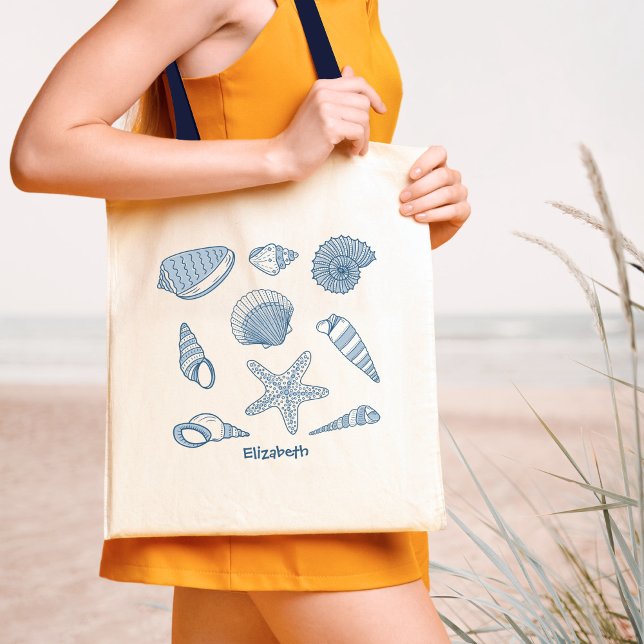 Tote Bag Coquillages & étoiles de mer - personnalisation (Créateur téléchargé)