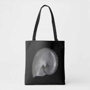 Tote Bag Coquille de nautile noir et blanc