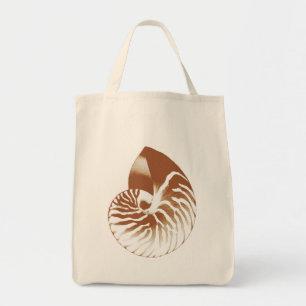 Tote Bag Coquille de Nautilus - cacao brun et blanc