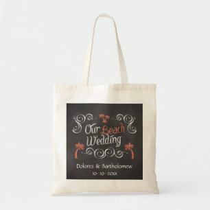 Tote Bag Coral Chalkboard Script Plage Mariage