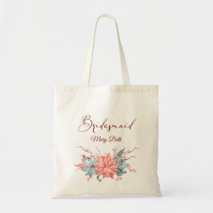 Tote Bag Coral Floral Épouse personnalisée