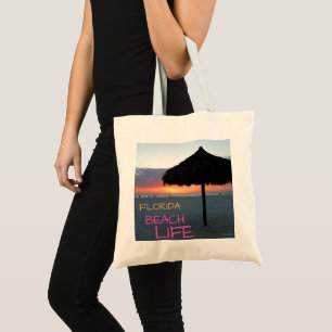 Tote Bag Coral Orange Ocean Sunset / Floride Beach Life