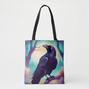 Tote Bag Corbeau à la lumière de la lune Halloween