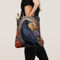 Corbeau noir avec fleurs Design gothique