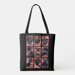 Tote Bag Corbeaux et corbeaux rose noirs collage d'art goth