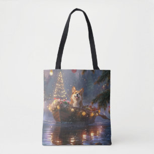 Tote Bag Corgi Christmas Festive Voyage