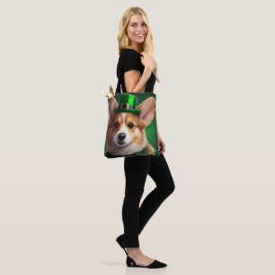 Tote Bag Corgi Dog en robe de fête St. Patrick