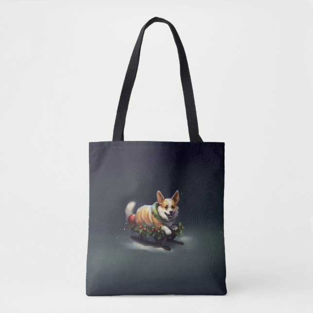 Tote Bag Corgi neige de Noël hiver (Devant)