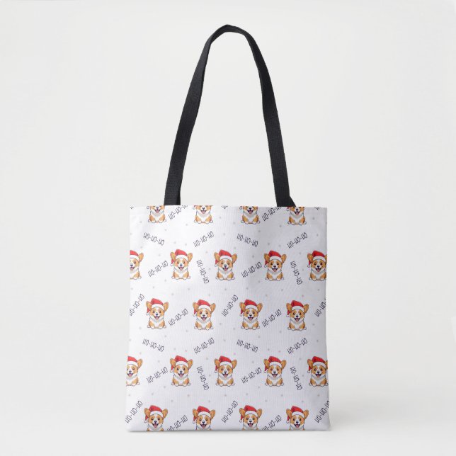 Tote Bag Corgis à Santa Hats Motif de Noël (Devant)