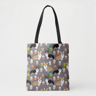 Tote Bag Corgis de thé de bulle de corgi tri et rouges - -