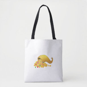 Tote Bag Corne d'abondance dorée sur fond blanc