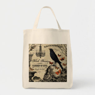 Tote Bag corneille et crâne vintages modernes de Halloween