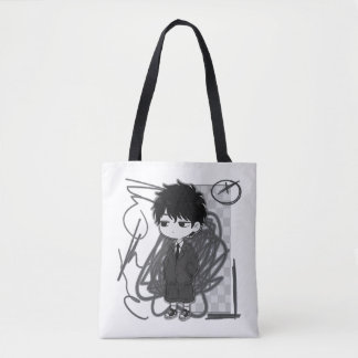 Tote Bag Corporate Burnout Relatable Chibi Boy Suit Illustr