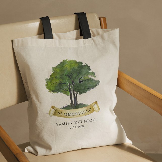 Tote Bag Correspondance de l'arbre généalogique de la réuni (Genealogy Tree Family Reunion Black Handles Tote Bag)